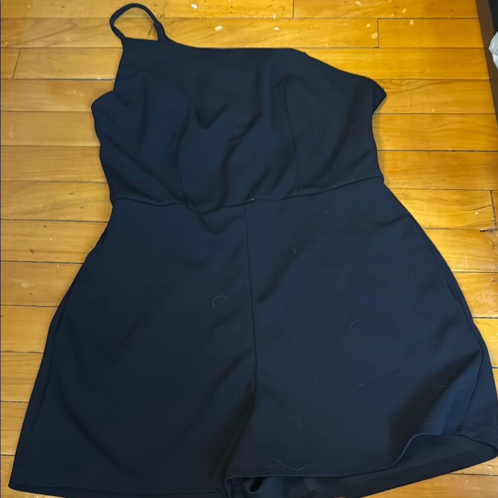 Black Ruched One Shoulder Cocktail Dress